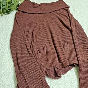 Anthro Postmark Cowl Neck Waffle Texture Top